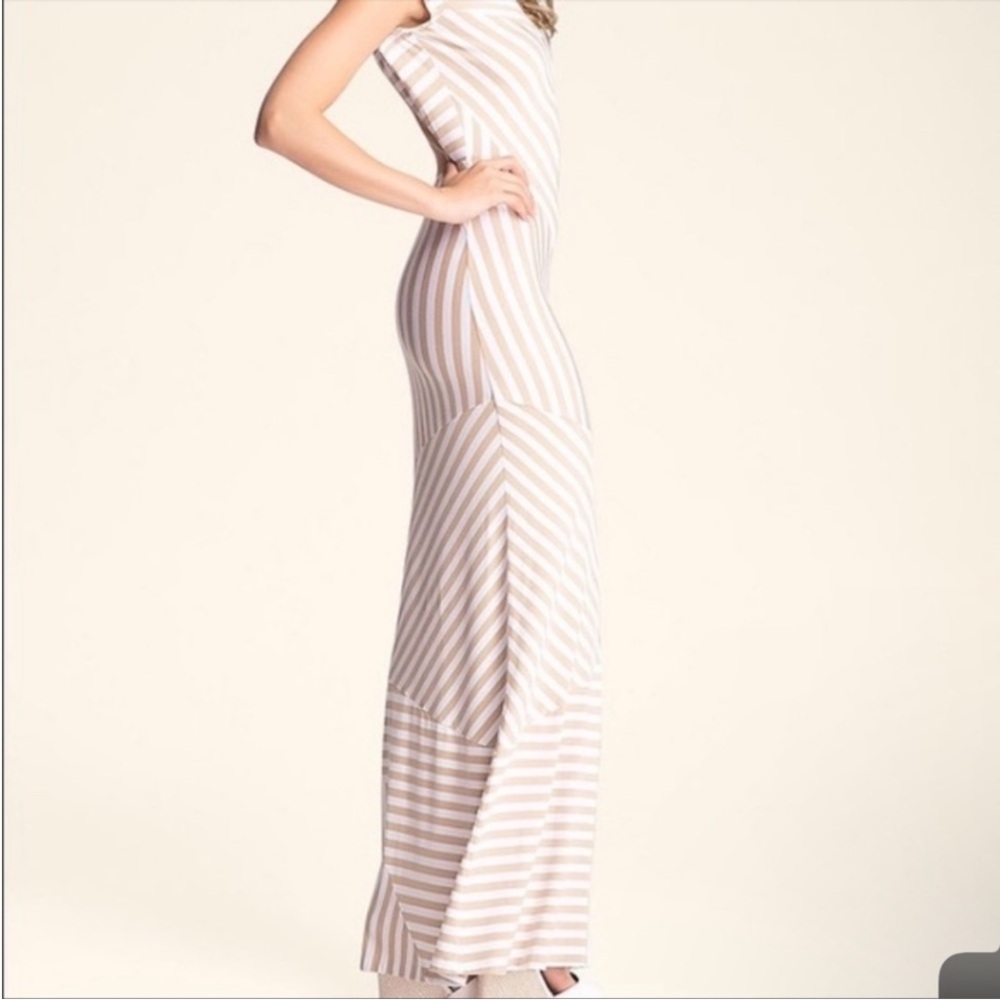 BEBE Open Back Striped Maxi Dress Size M